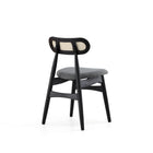 Manhattan Comfort Colbert 17.52" Industry Chic Upholstered Dining Chair - Black and Grey - Set of 4-Unique Rectangular Oval Backrest Made of Cane