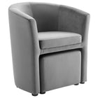 Modway Divulge Performance Velvet Arm Chair and Ottoman Set - Grey-Stain Resistant Fabric