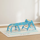 Qaba 7-in-1 Wooden Pikler Triangle Set with Arch, Ramp and Ladder - Blue-Reversible ramp features a smooth slide and a rock wall for dual fun 