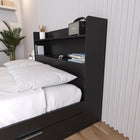 Nexera Hunter Bookcase Headboard - Full Size - Black-Dual Shelves: Offers two shelves for additional storage without using extra floor space