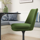 Modway Lippa Swivel Dining Performance Velvet Side Chair - Black Moss Green-Slightly Reclined Back
