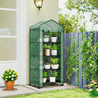 Outsunny 27" x 20" x 65" Portable Greenhouse with 4 Tier Shelves and Wheels - Green- 4 tiers inside for convenient plant placement
 