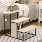 PawHut 3-Step Carpeted Pet Stairs - Cream White-Special design for pets playing or sleeping and enjoying their undisturbed time 