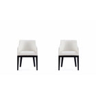 Manhattan Comfort Gansevoort 22.5" Modern Faux Leather Upholstered Dining Armchair - Cream - Set of 2-Modern Dining Armchair for Dining Room and Task Use. Set of 2