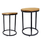 My Home My Living Rustic Wood and Metal Plant Stand 2-Piece Set - Brown-Dimensions: Large Size Overall: 12” Dia X 17”H, Small Size Overall: 10.5” Dia x 15”H