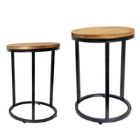 My Home My Living Rustic Wood and Metal Plant Stand 2-Piece Set - Brown-Dimensions: Large Size Overall: 12” Dia X 17”H, Small Size Overall: 10.5” Dia x 15”H