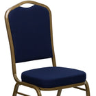 Flash Furniture HERCULES Series Crown Back Stacking Banquet Chair with Gold Frame - Navy Blue Patterned Fabric-CA117 Fire Retardant Foam