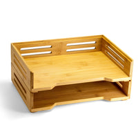 Officemate Bamboo Stackable Side Load Letter Tray - Natural Wood Grain - 2 Pack-Allowing you to conveniently stack and store file, folder, letter, paper, magazine, book, document, literature etc. Helping you keep your desk clutter-free and well-organized