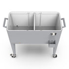 Permasteel 80 qt Retro Rolling Patio Cooler with Divider - Grey-Drain plug allows for easy emptying of melted ice and excess water