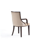 Manhattan Comfort Fifth Avenue 22.5" Traditional Faux Leather and Velvet Upholstered Dining Armchair - Tan-Weight Capacity: 300 lb. Seat Height: 18.5"