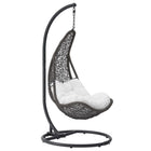 Modway Abate Wicker Rattan Outdoor Patio Swing Chair - Grey White-Outdoor Patio Hanging Swing Chair