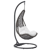 Modway Abate Wicker Rattan Outdoor Patio Swing Chair - Grey White-Outdoor Patio Hanging Swing Chair