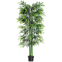 Outsunny 6' Artificial Bamboo Tree in Pot - Green-Beautiful artificial bamboo design plant 