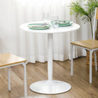 HOMCOM Round Dining Table with Non-slip Pad for Living Room - White-It has a round and spacious surface to place your food and drinks