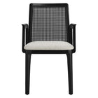 Modway Monarch Wood and Rattan Dining Armchair - Black/Heathered Weave Ivory-8