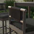 Modway Eleni Outdoor Teak Wood Bar Stools 2-Piece Set - Weathered Grey/Flint-Slatted Seat