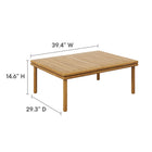 Modway Wren Outdoor Patio Teak Wood Coffee Table - Natural-Slatted Top