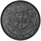 HOMCOM 24" Round Coffee Table with Hammered Tray Top Metal - Pewter-Reinforced geometric frame provides stability for drinks and decor