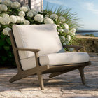 Modway Saratoga Outdoor Teak Wood Armchair - Pebble-Slatted Seat Base