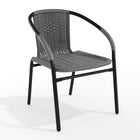 Flash Furniture Grey Rattan Indoor-Outdoor Restaurant Stack Chair-Stackable Cafe Chair