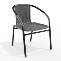 Flash Furniture Grey Rattan Indoor-Outdoor Restaurant Stack Chair-Stackable Cafe Chair
