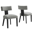 Modway Nalani Fabric Upholstered Dining Chairs - Heathered Weave Grey/Black - 2 Pack-Dining Chair Set
