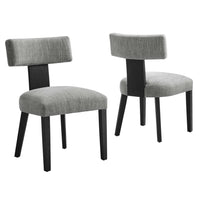 Modway Nalani Fabric Upholstered Dining Chairs - Heathered Weave Grey/Black - 2 Pack-Dining Chair Set