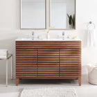 Modway Render 48" Double Sink Bathroom Vanity - Walnut/White-Tapered Wood Legs