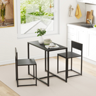 HOMCOM Industrial 3-Piece Small Space Dining Set - Black-Tabletop resists scratching and water for easy maintenance