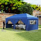 Outsunny 10' ft W x 20 ft L Pop Up Tent Outdoor Easy Folding Gazebo Party Tent - Blue-Sidewalls with hook and loop fasteners for easy assembly and removal, 4 with large pane window for maximum viewing