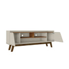 Manhattan Comfort Marcus 62.99" Mid-Century Modern TV Stand - Off White and Nature-Includes 5 Fixed Shelves