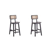Manhattan Comfort Versailles 15.75" Industry Chic Counter Stool - Black and Natural Cane - 2 Pack-Modern - Industry Chic Cane Counter Stool Perfect Counter Height Bar and Islands. Set of 2