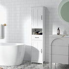 Kleankin Bathroom Linen Tower Cabinet with Open Shelf and Drawer - White-Modern style matches with any home décor