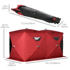 Outsunny 5-8 Person Pop-up Ice Fishing Shelter Tent - Red-300D waterproof oxford fabric  