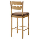 Modway Jax Oak Wood Bar Stool With Wavy Razor Back and Cushion - Weathered Oak Cocoa-Sturdy Side Stretchers