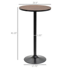 HOMCOM Round Bar Table, Easy Assembly for Home Bar, Small Dining Room - Brown-Industrial steel is powder coated in matte black for a stylish look and feel 