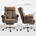 HOMCOM Executive Reclining Office Chair with Footrest and Headrest - Light Brown-Adjustable height and 360° swivel seat allow ergonomic positioning and flexible movement