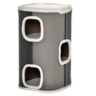PawHut 4-Story Cat Condo House with Sisal Scratching Surface - Grey-Covered with soft plush for cosy comfort 