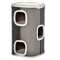 PawHut 4-Story Cat Condo House with Sisal Scratching Surface - Grey-Covered with soft plush for cosy comfort 