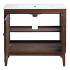 Modway Ledger 36" Bathroom Vanity - Walnut/White-9