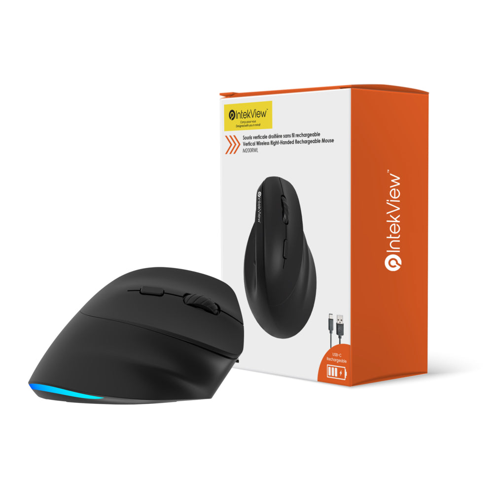 Intekview Bluetooth + 2.4G Wireless Vertical Mouse - Black