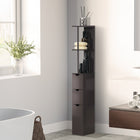 HOMCOM Narrow Bathroom Floor Cabinet with Drawer and Open Shelves - Brown-Features 2 open shelves, 2 bottom drawers and a cabinet  