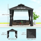 Outsunny 10 ft W x 10 ft L Double Roof Hardtop Gazebo with Nettings Curtains - Black-Double-vented roof helps circulate air