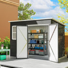 Outsunny 8.5' x 6' Outdoor Storage Shed - Dark Grey-Transparent windows and vents improve natural light and airflow

