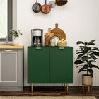HOMCOM 31.5" L Sideboard Buffet Cabinet - Green-Adjustable 3-level shelf fits various item heights