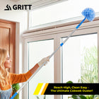 Gritt Commercial Cobweb Duster Brush with 6' Telescopic Pole-Adjustable 3.5 - 6' length on the 2-section pole securely locks