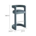 Modway Winslow Performance Velvet Bar Stool - Cadet Blue-Performance Velvet Fabric