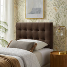 Modway Lily Stain-Resistant Performance Velvet Twin Size Headboard - Chocolate Brown-Biscuit Tufted Design