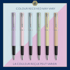 Waterman Allure Fountain Pen - Pastel Matte Lacquer Finish - Colour May Vary - Fine Nib - Blue Ink-Engraved durable steel nib for consistent everyday writing