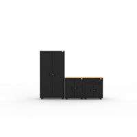 Cat RTA Garage Storage Cabinetry 3-Piece Set with 1 Locker, 1 Base, and 1 Drawer-Base-3-Piece Cabinet Set: 36" heavy-duty locker and two base cabinets deliver practical storage and workspace in a compact footprint.